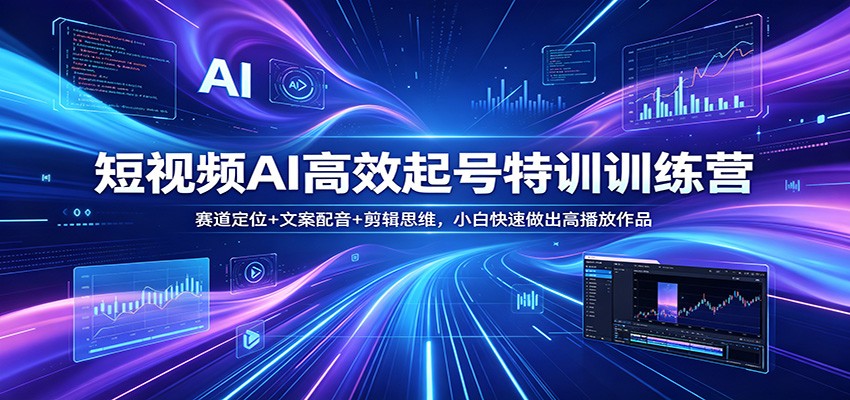 短视频AI高效起号特训训练营：赛道定位+文案配音+剪辑思维，小白快速做出高播放作品-金鼎聊项目