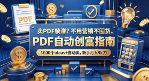 卖PDF躺賺？不用营销不囤货，PDF自动创富指南，1000个ideas+自动卖，新手月入9k刀【原创双语字幕】-金鼎聊项目
