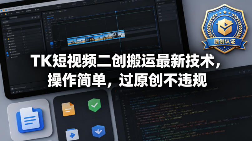 TK短视频二创搬运最新技术，操作简单，过原创不违规-金鼎聊项目