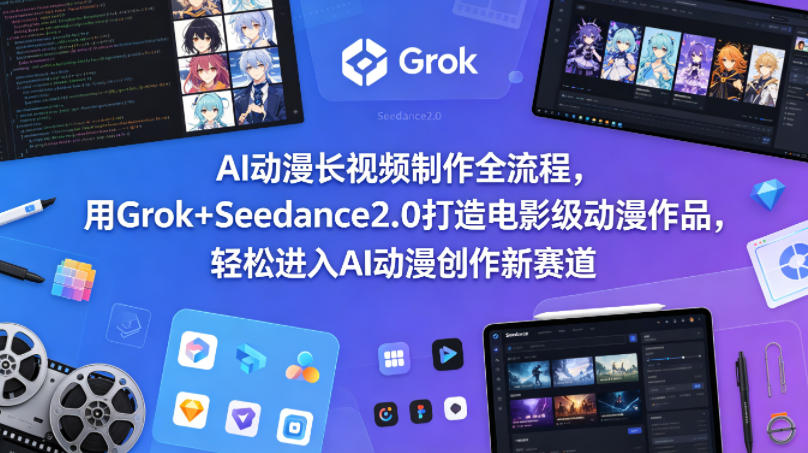 AI动漫长视频制作全流程，用Grok+Seedance2.0打造电影级动漫作品，轻松进入AI动漫创作新赛道-金鼎聊项目