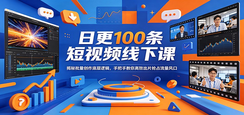 日更100条短视频线下课：揭秘批量创作底层逻辑，手把手教你高效出片抢占流量风口-金鼎聊项目