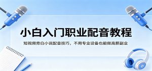 小白入门职业配音教程，短视频旁白小说配音技巧，不用专业设备也能做高薪副业-金鼎聊项目