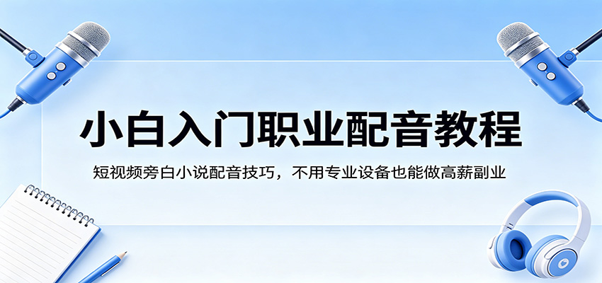 小白入门职业配音教程，短视频旁白小说配音技巧，不用专业设备也能做高薪副业-金鼎聊项目