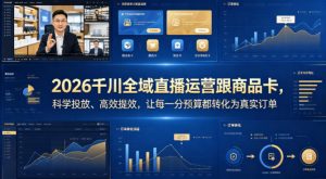 2026千川全域直播运营跟商品卡，科学投放、高效提效，让每一分预算都转化为真实订单-金鼎聊项目