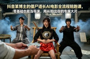 抖音某博主的僵尸道长AI电影全流程陪跑课，零基础也能当导演，用AI拍出你的专属大片-金鼎聊项目