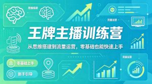 抖音王牌主播训练营，从思维搭建到流量运营，零基础也能快速上手-金鼎聊项目