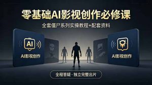 零基础AI影视创作必修课，全套僵尸系列实操教程加配套资料，全程答疑带你独立完整出片-金鼎聊项目
