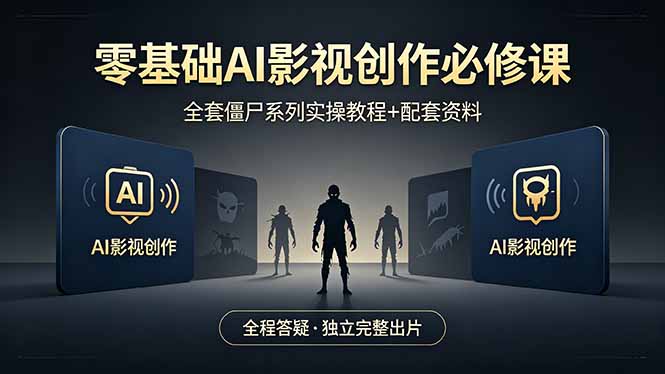 零基础AI影视创作必修课，全套僵尸系列实操教程加配套资料，全程答疑带你独立完整出片-金鼎聊项目