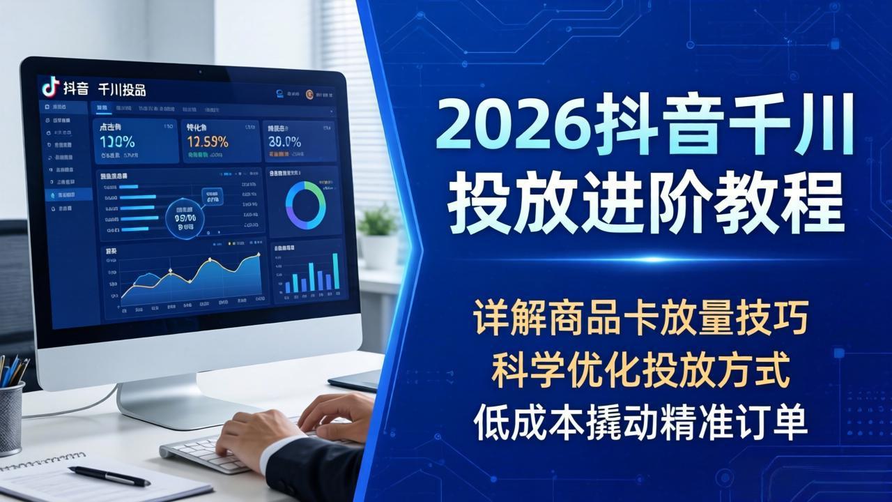 2026抖音千川投放进阶教程，详解商品卡放量技巧，科学优化投放方式，低成本撬动精准订单-金鼎聊项目