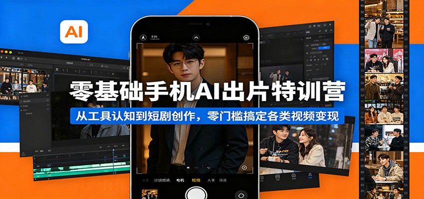 零基础手机AI出片特训营：从工具认知到短剧创作，零门槛搞定各类视频变现-金鼎聊项目