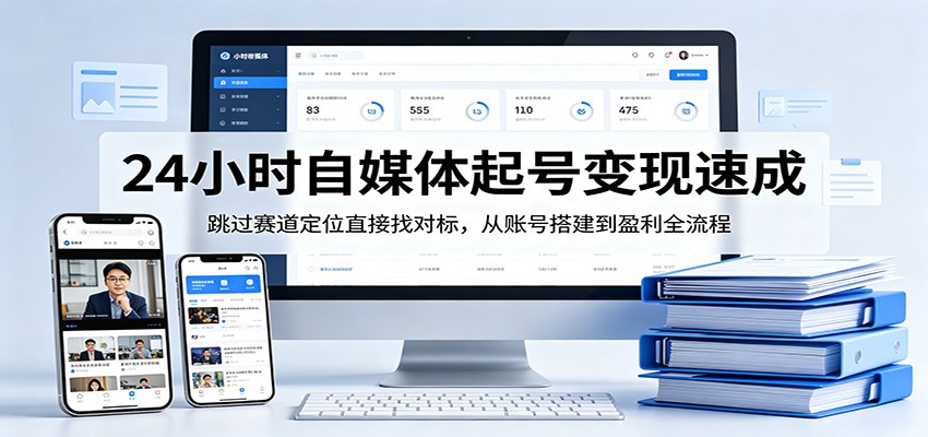 24小时自媒体起号变现速成，跳过赛道定位直接找对标，从账号搭建到盈利全流程-金鼎聊项目