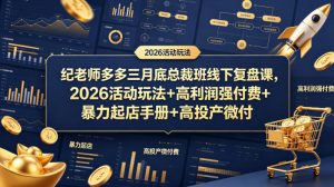 纪老师多多三月底总裁班线下复盘课，2026活动玩法+高利润强付费+暴力起店手册+高投产微付费-金鼎聊项目