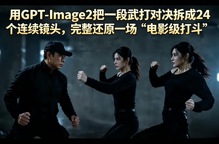 用GPT-Image2把一段武打对决拆成24个连续镜头，完整还原一场“电影级打斗”-金鼎聊项目