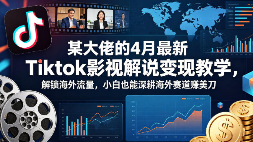 某大佬的4月最新Tiktok影视解说变现教学，解锁海外流量，小白也能深耕海外赛道賺美刀-金鼎聊项目