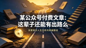 某公众号付费文章：这辈子还能有出路么-金鼎聊项目