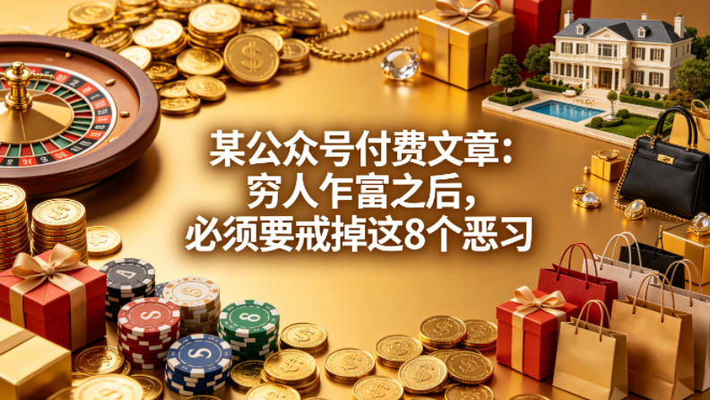 某公众号付费文章：穷人乍富之后，必须要戒掉这8个恶习-金鼎聊项目