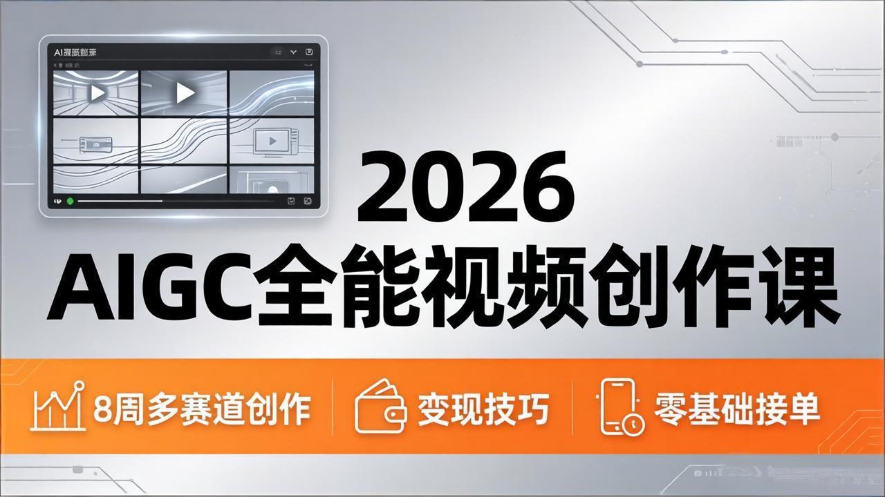 2026AIGC全能视频创作课，8周吃透多赛道创作+变现，零基础也能高效出片接单-金鼎聊项目