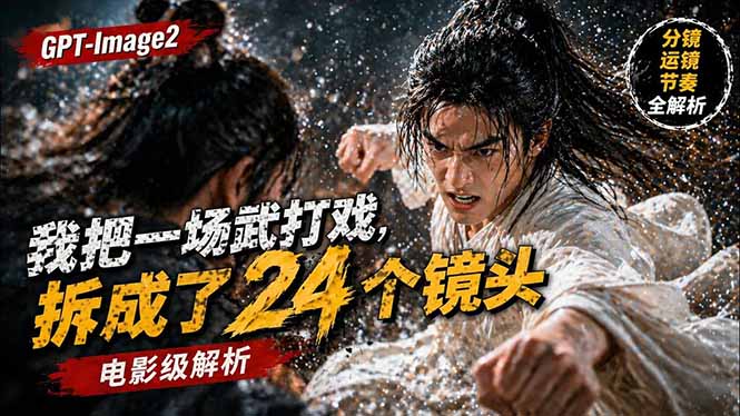 用GPT-Image2，把一段武打对决拆成24个连续镜头，从人物建立、动作衔接、运镜节奏，到情绪爆发-金鼎聊项目