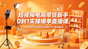 短视频电商带货新手0到1实操爆单直播课，手把手教你短视频带货爆技巧出单搞佣金-金鼎聊项目