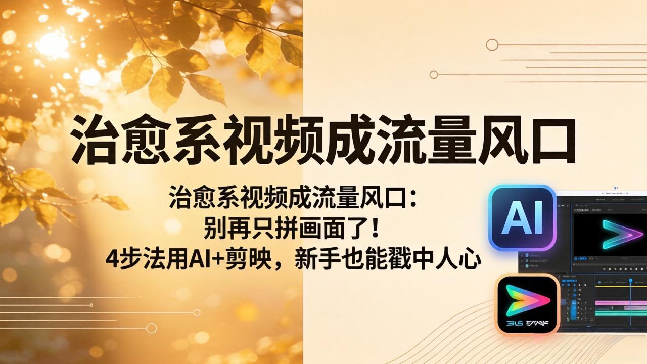 治愈系视频成流量风口：别再只拼画面了！4步法用AI+剪映，新手也能戳中人心-金鼎聊项目