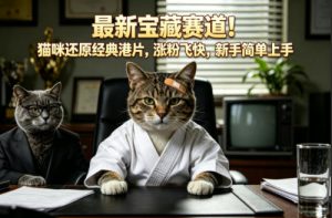 最新宝藏赛道！猫咪还原经典港片，涨粉飞快，新手简单上手-金鼎聊项目