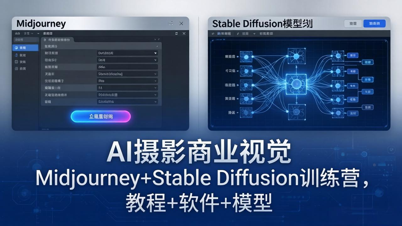AI摄影商业视觉Midjourney+Stable Diffusion训练营，教程+软件+模型-金鼎聊项目