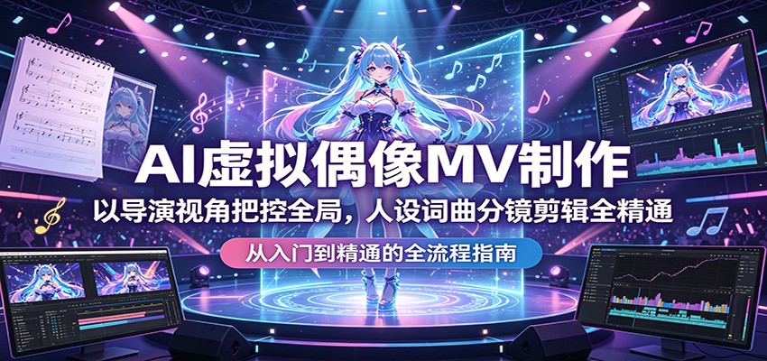 AI虚拟偶像MV制作：以导演视角把控全局，人设词曲分镜剪辑全精通-金鼎聊项目