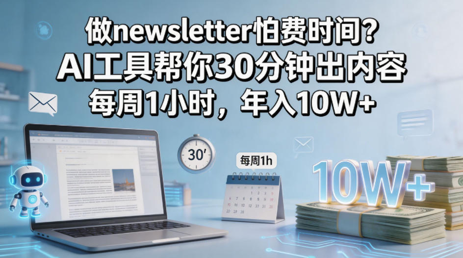 做newsletter怕费时间？AI工具帮你30分钟出内容，每周1小时，年入10W+！【原创双语字幕】-金鼎聊项目