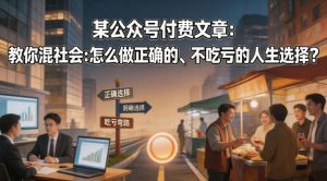 某公众号付费文章：教你混社会：怎么做正确的、不吃亏的人生选择？-金鼎聊项目