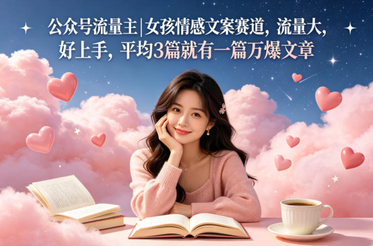 公众号流量主女孩情感文案赛道，流量大，好上手，平均3篇就有一篇万爆文章-金鼎聊项目