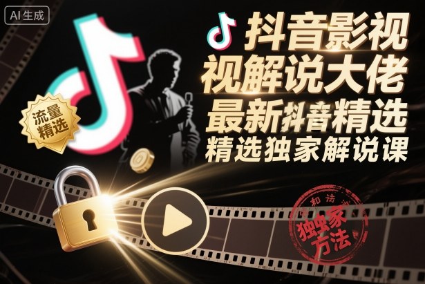 抖音影视解说大佬最新抖音进精选和独家方法，精选独家解说课(更新26年3月)-金鼎聊项目