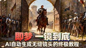 即梦AI一镜到底终极教程，智能补帧+运镜技巧，AI自动生成无缝丝滑长镜头高效出片-金鼎聊项目