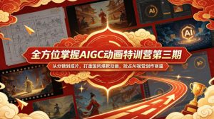 全方位掌握AIGC动画特训营第三期，从分镜到成片，打造国风爆款动画，抢占AI视觉创作赛道红利-金鼎聊项目