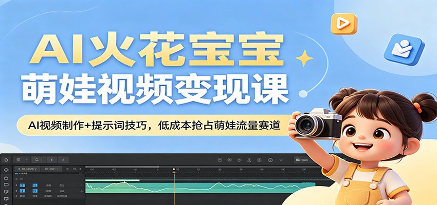 AI火花宝宝萌娃视频变现课：AI视频制作+提示词技巧，低成本抢占萌娃流量赛道-金鼎聊项目