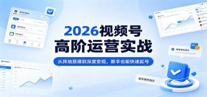 2026视频号高阶运营实战：从阵地搭建到深度变现，新手也能快速起号-金鼎聊项目