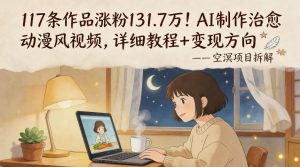 117条作品涨粉131.7W！AI制作治愈动漫风视频，详细教程+变现方向-金鼎聊项目