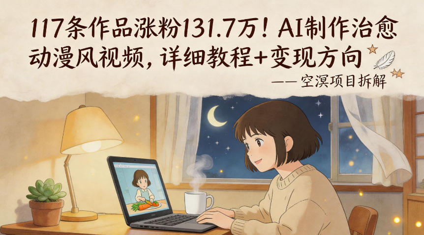 117条作品涨粉131.7W！AI制作治愈动漫风视频，详细教程+变现方向-金鼎聊项目