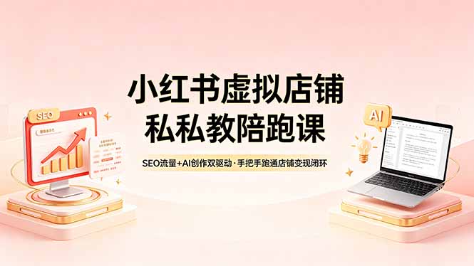 小红书虚拟店铺私教陪跑课，SEO流量+AI创作双驱动，手把手跑通店铺变现闭环-金鼎聊项目