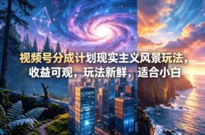视频号分成计划现实主义风景玩法，收益可观，玩法新鲜，适合小白-金鼎聊项目