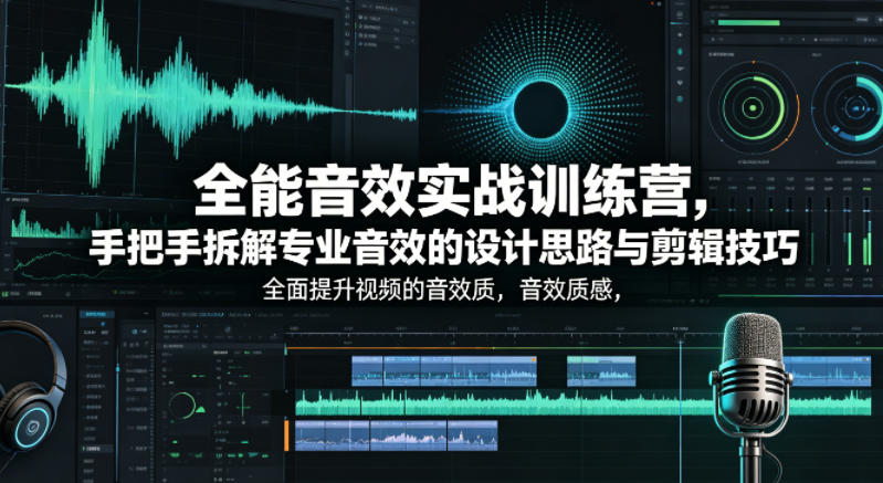 全能音效实战训练营，手把手拆解专业音效的设计思路与剪辑技巧，全面提升视频的音效质感-金鼎聊项目