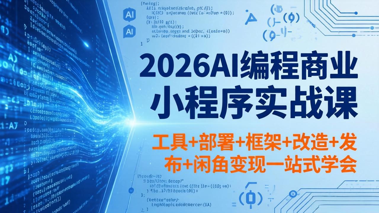 2026AI编程商业小程序实战课，工具+部署+框架+改造+发布+闲鱼变现一站式学会-金鼎聊项目