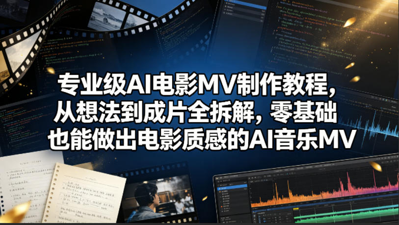 专业级AI电影MV制作教程，从想法到成片全拆解，零基础也能做出电影质感的AI音乐MV-金鼎聊项目