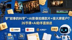 学《叙事的科学》=AI影像拍爆款片+接大牌客户？26节课+AI助手直接送【原创双语字幕】-金鼎聊项目