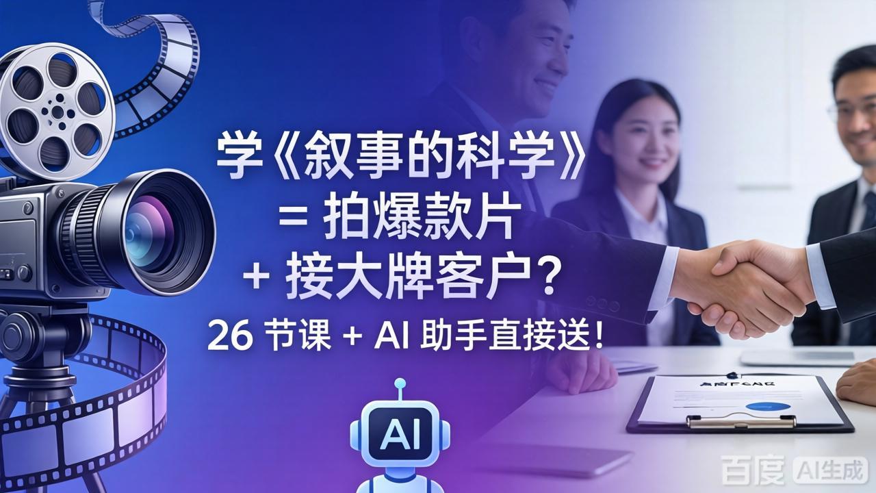 学《叙事的科学》= 拍爆款片 + 接大牌客户？26 节课 + AI 助手直接送！-金鼎聊项目
