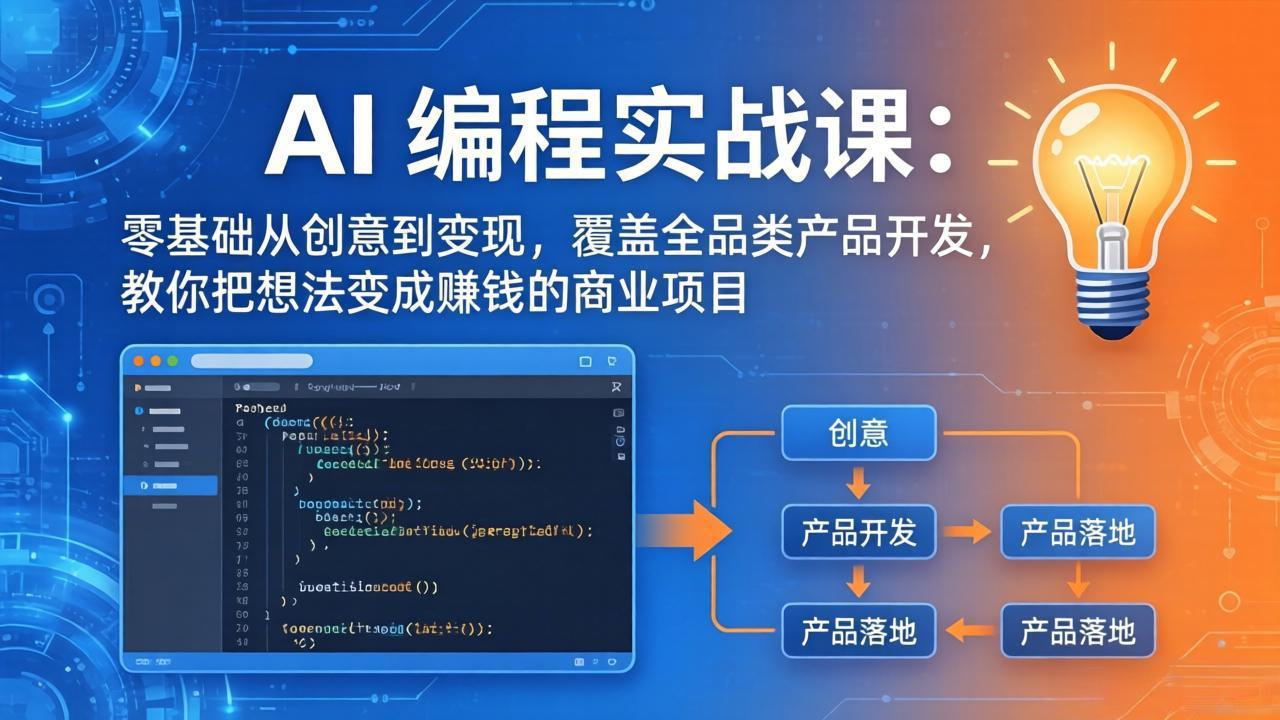 AI编程实战课-第三期-5月3更新：零基础从创意到变现，覆盖全品类产品开发，把想法变成赚钱项目-金鼎聊项目