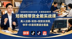 短视频带货全能实战课｜大佬独家教学，真人出镜+实拍+投放全流程，快手+抖音双赛道全覆盖-金鼎聊项目