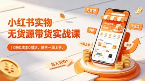 小红书实物无货源带货实战课｜0粉0成本0囤货，新手一周上手，日入300+-金鼎聊项目