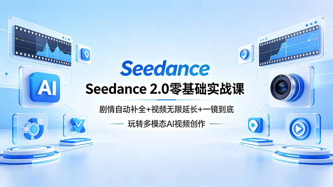 Seedance 2.0零基础实战课：剧情自动补全+视频无限延长+一镜到底：玩转多模态AI视频创作-金鼎聊项目