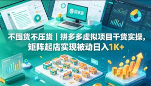 不囤货不压货｜拼多多虚拟项目干货实操，矩阵起店实现被动日入1K+【揭秘】-金鼎聊项目