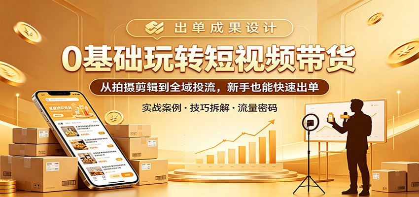 0基础玩转短视频带货：从拍摄剪辑到全域投流，新手也能快速出单-金鼎聊项目